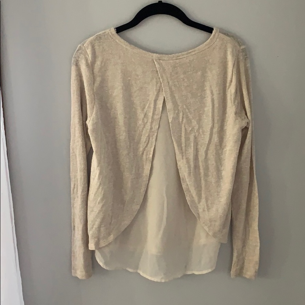 Chiffon-Back Long Sleeve Top